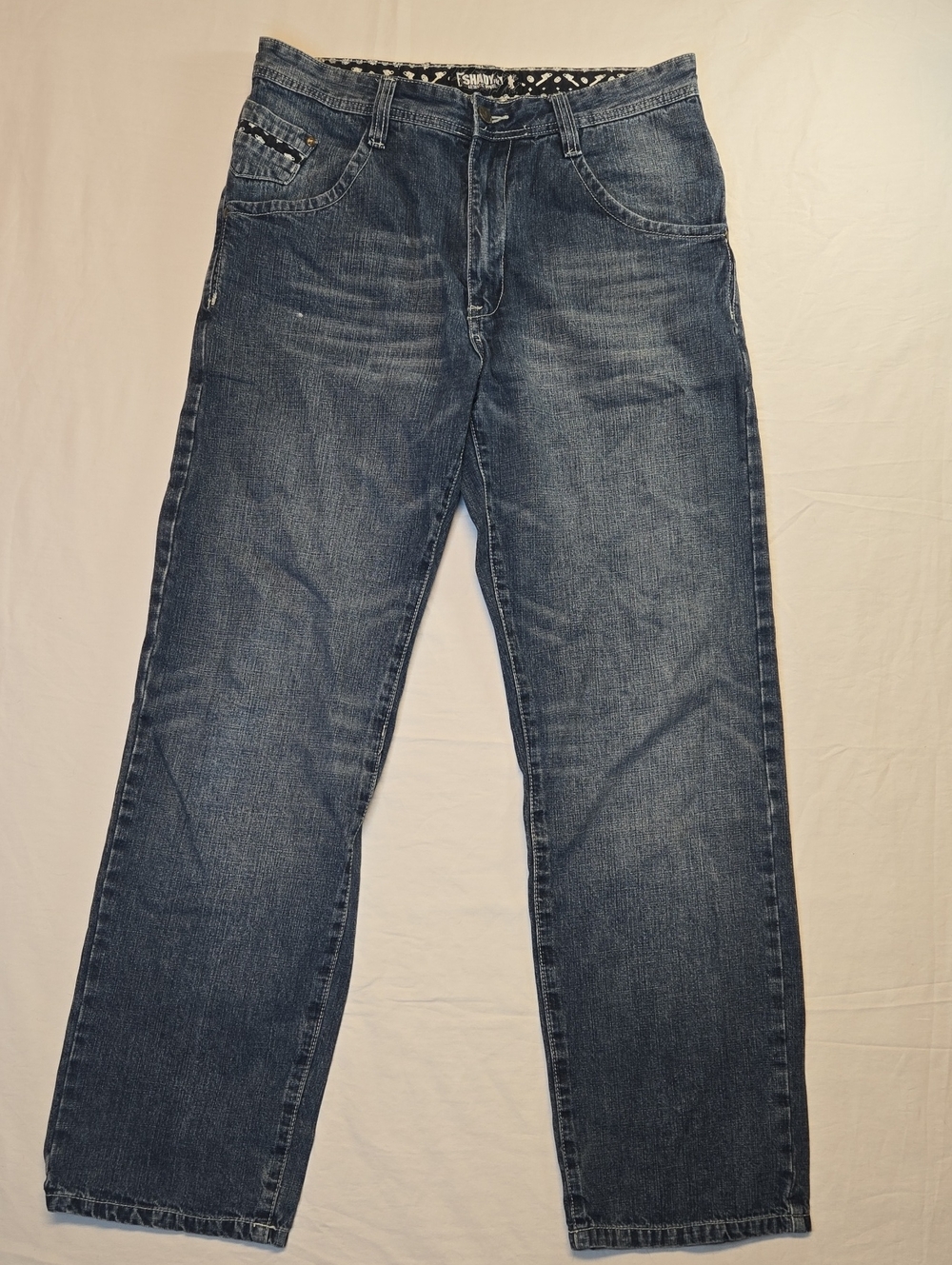 Shady Ltd. Dark Blue Wash Straight Leg Baggy Fit Denim Jeans Vintage Y2K